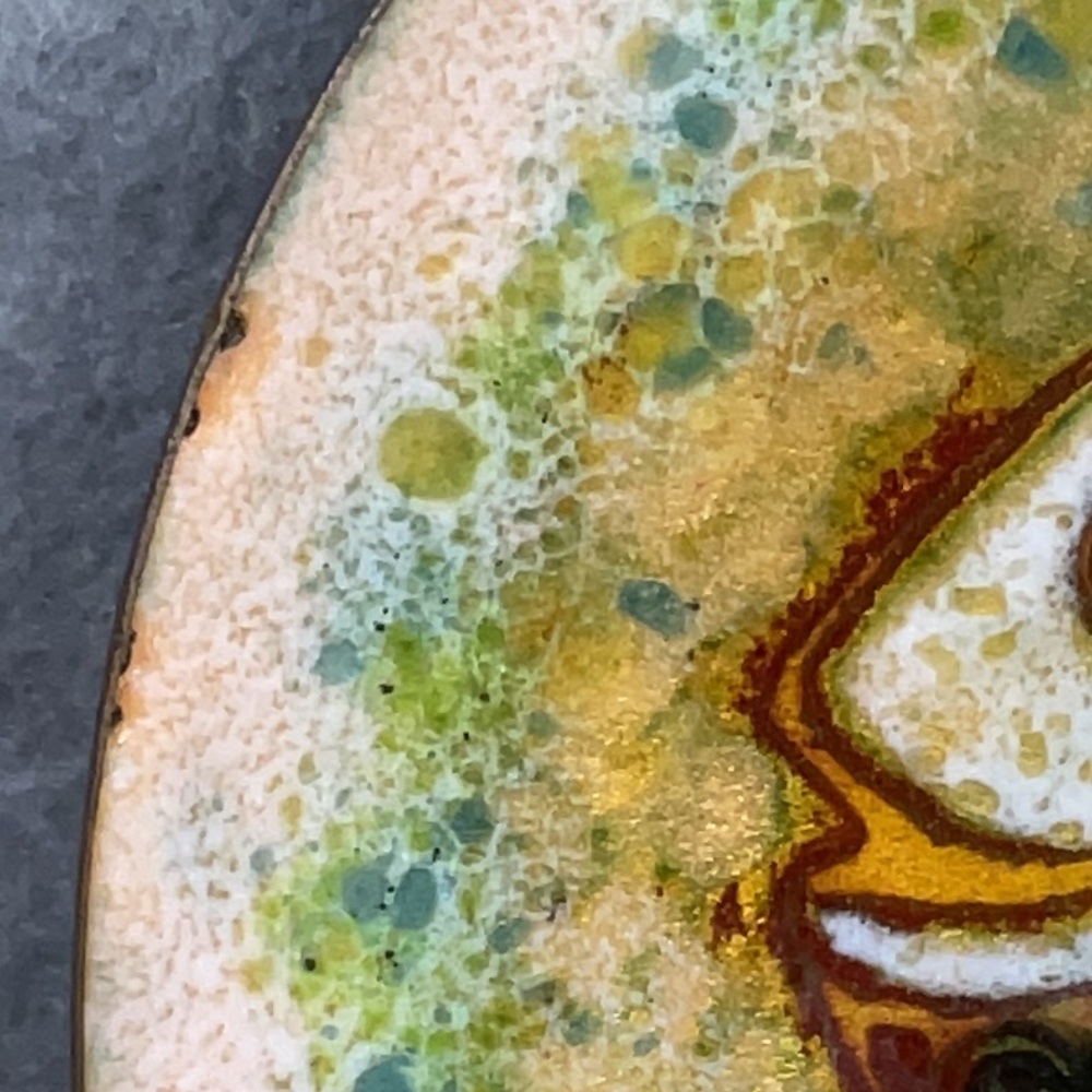 Phyllis Wallen Artistic Mid-Century Enamel on Copper “Fish” Design Glass Plate - Picture 15 of 15